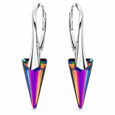 Sudraba auskari „Dzelonis II (Vitrail Medium)“ ar Swarovski® kristāliem