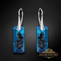 Sudraba auskari "Augošais Kristāls II (Bermuda Blue)" ar Swarovski™ kristāliem