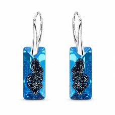 Sudraba auskari „Augošais Kristāls II (Bermuda Blue)“ ar Swarovski™ kristāliem