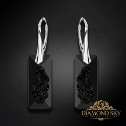 Sudraba auskari "Augošais Kristāls II (Jet)" ar Swarovski™ kristāliem