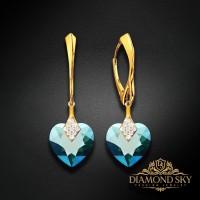 Sudraba auskari "Mīļais Valentīns (Emerald Shimmer)" ar Swarovski™ kristāliem