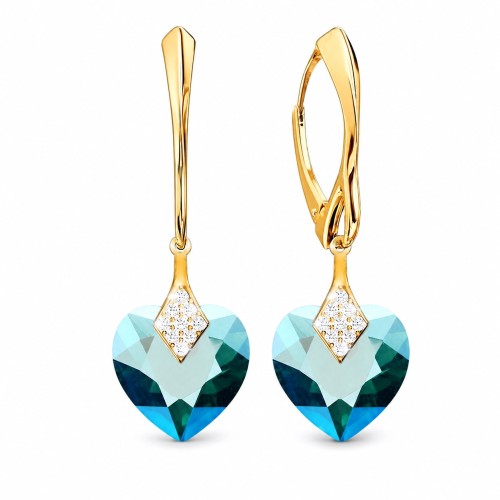 Sudraba auskari „Mīļais Valentīns (Emerald Shimmer)“