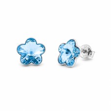 Sudraba auskari „Saules Ziediņš (Aquamarine)“ ar Swarovski™ kristāliem
