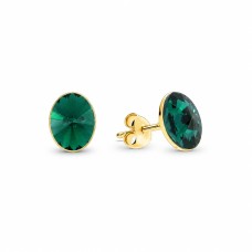 Sidabriniai auskarai moterims DiamondSky „Clarice V (Emerald)“ su Swarovski kristalais