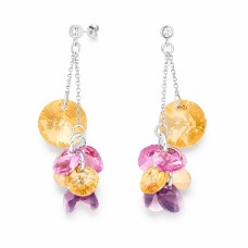 Sudraba auskari „Orhideja (Golden Shadow / Iris)“ ar Swarovski™ kristāliem