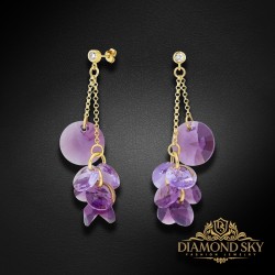 Sudraba auskari "Orhideja (Iris / Violet)" ar Swarovski™ kristāliem