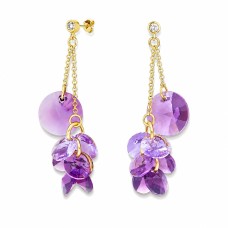 Sudraba auskari „Orhideja (Iris / Violet)“ ar Swarovski® kristāliem
