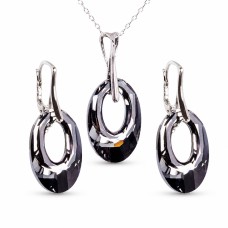 Sidabrinis papuošalų rinkinys moterims DiamondSky „Helios (Silver Night)“ su Swarovski kristalais
