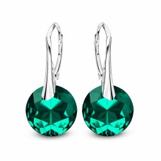Sudraba auskari „Marianna (Emerald)“ ar Swarovski™ kristāliem