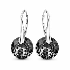 Sudraba auskari „Marianne (Silver Night)“ ar Swarovski® kristāliem