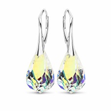 Sudraba auskari „Spirāle (Aurora Borealis)“ ar Swarovski® kristāliem