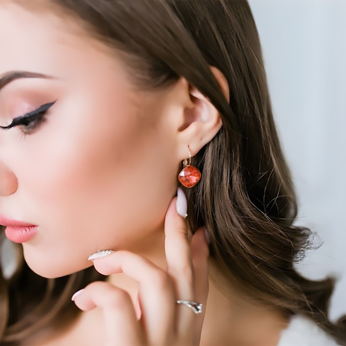 Auskari „Žilbinošais Mirdzums IV (Padparadscha)“ ar Swarovski® kristāliem