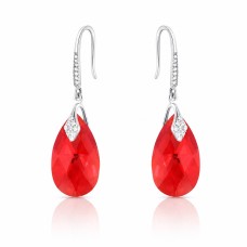 Sudraba auskari „Baroka III (Light Siam AB)“ ar Swarovski™ kristāliem