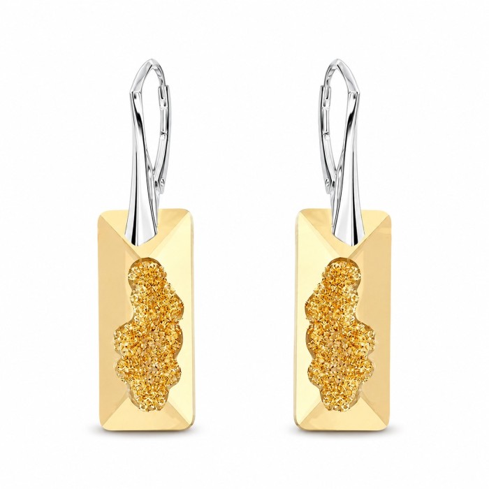 Sudraba komplekts „Augošais Kristāls II (Golden Shadow)“ ar Swarovski® kristāliem