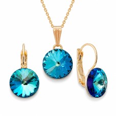 Papuošalų rinkinys moterims DiamondSky Clarice II (Bermuda Blue) su Swarovski kristalais
