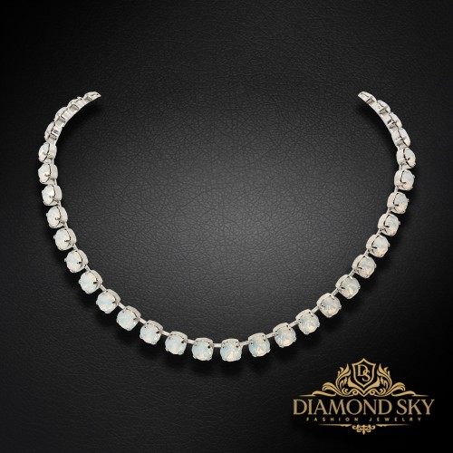 Kaklo papuošalas moterims DiamondSky „Classic (White Opal)“