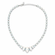 Kaklo papuošalas moterims DiamondSky „Leonora (White Opal)“ su Swarovski kristalais