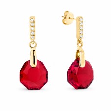 Sudraba auskari „Calathea (Scarlet)“ ar Swarovski® kristāliem