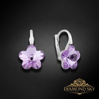 Sudraba auskari "Saules Ziediņš II (Violet)" ar Swarovski™ kristāliem