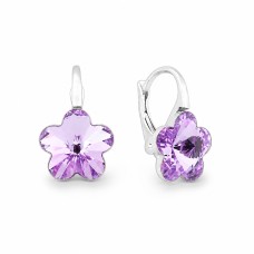 Sudraba auskari „Saules Ziediņš II (Violet)“ ar Swarovski™ kristāliem