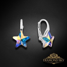 Sudraba auskari "Zvaigžņu krišana (Aurora Borealis)" ar Swarovski™ kristāliem