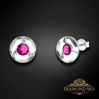 Sudraba auskari "Astra (Fuchsia)" ar Swarovski™ kristāliem