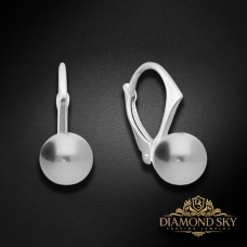 Sudraba auskari "Ranī (Light Grey)" ar Swarovski™ pērlēm