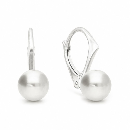 Sudraba auskari „Ranī (Light Grey)“ ar Swarovski® pērlēm
