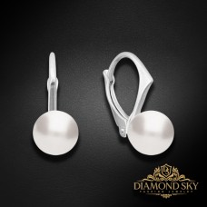 Sudraba auskari "Ranī (White)" ar Swarovski™ pērlēm