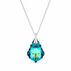 Серебряный кулон 925 пробы «Барокко V (Bermuda Blue)» с кристаллами Swarovski®