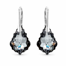 Sudraba auskari „Baroks V (Silver Night)“ ar Swarovski® kristāliem