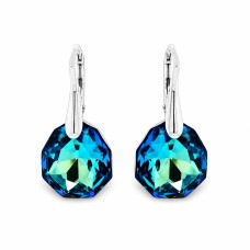 Sudraba auskari „Ledus Šķautnes (Bermuda Blue)“ ar Swarovski® kristāliem