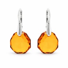 Sudraba auskari „Ledus Robežas (Light Amber)“ ar Swarovski™ kristāliem