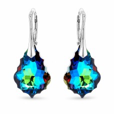 925 Sterling Silver Earrings “Baroque V (Meridian Blue)” created with Crystals by Swarovski®
