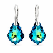 925 Sterling Silver Earrings “Baroque V (Bermuda Blue)” created with Crystals by Swarovski®