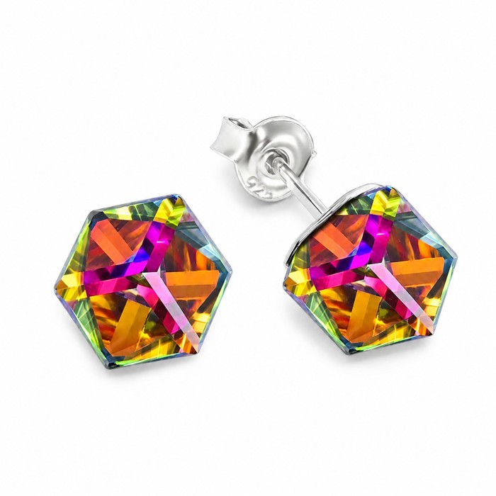 Sudraba auskari „Rubicon II (Vitrail Medium)“ ar Swarovski® kristāliem