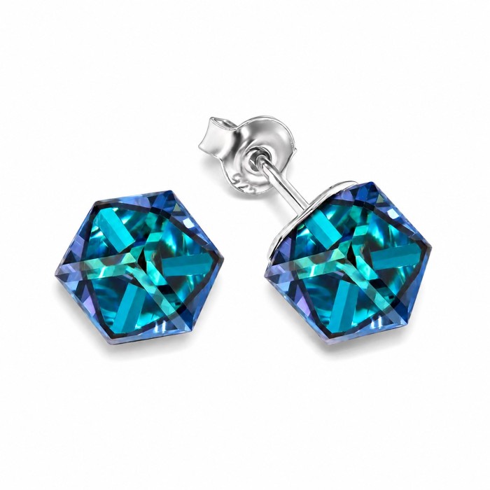 Sudraba auskari „Rubicon II (Bermuda Blue)“ ar Swarovski® kristāliem