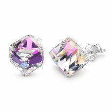 Sudraba auskari „Rubicon II (Vitrail Light)“ ar Swarovski® kristāliem