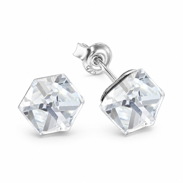 Sudraba auskari „Rubicon II (Comet Argent Light)“ ar Swarovski® kristāliem
