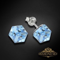 Sudraba auskari "Rubikona II (Aquamarine Comet Argent Light)" ar Swarovski™ kristāliem