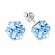 Sudraba auskari „Rubicon II (Aquamarine Comet Argent Light)“ ar Swarovski® kristāliem