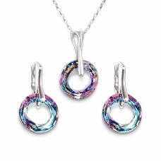 Sidabrinis papuošalų rinkinys moterims DiamondSky „Cosmic Ring (Vitrail Light)“ su Swarovski kristalais