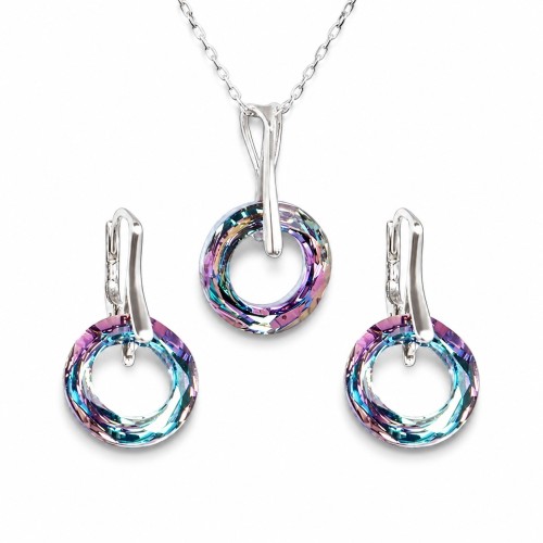 Sidabrinis papuošalų rinkinys moterims DiamondSky „Cosmic Ring (Vitrail Light)“