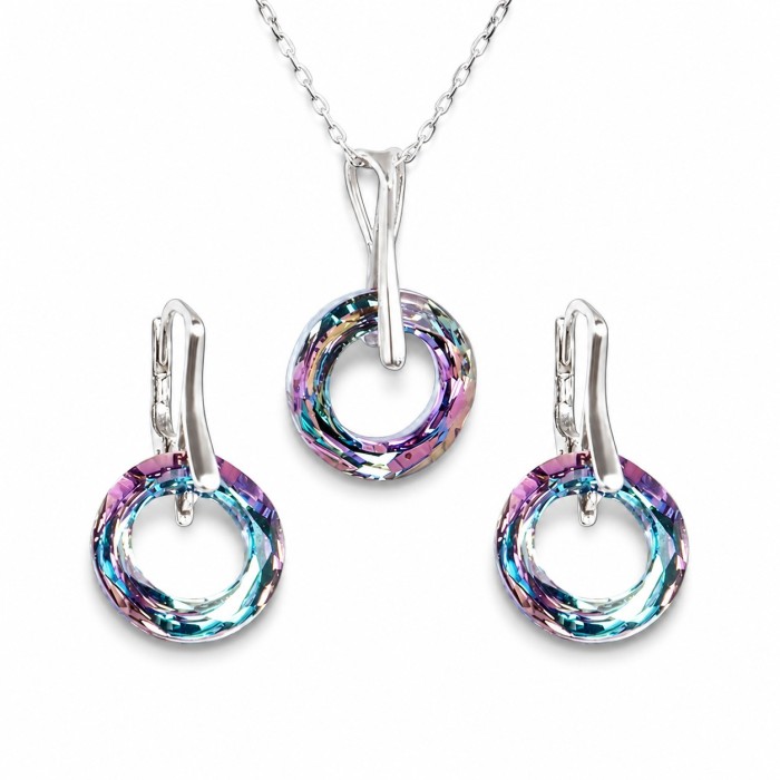 Sudraba komplekts „Cosmic Ring (Vitrail Light)“ ar Swarovski® kristāliem