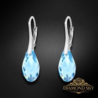 Sudraba auskari "Anšante (Aquamarine)" ar Swarovski™ kristāliem