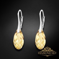 Sudraba auskari "Anšante (Golden Shadow)" ar Swarovski™ kristāliem