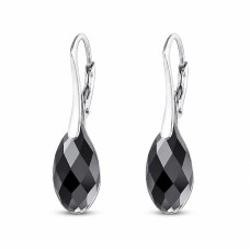 Sudraba auskari „Anšante (Jet)“ ar Swarovski™ kristāliem