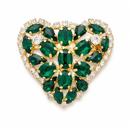 Broša „Kristāla Sirds II (Emerald)“