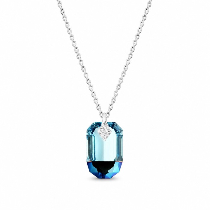 Sudraba kulons „Simbioze (Aquamarine Metallic Blue)“ ar Swarovski™ kristāliem