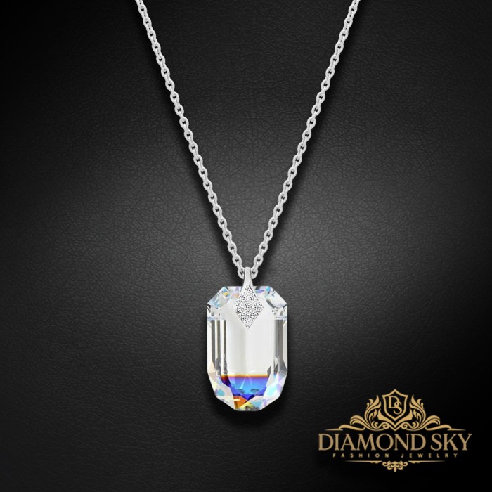 Sudraba kulons "Simbioze (Aurora Borealis)" ar Swarovski™ kristāliem